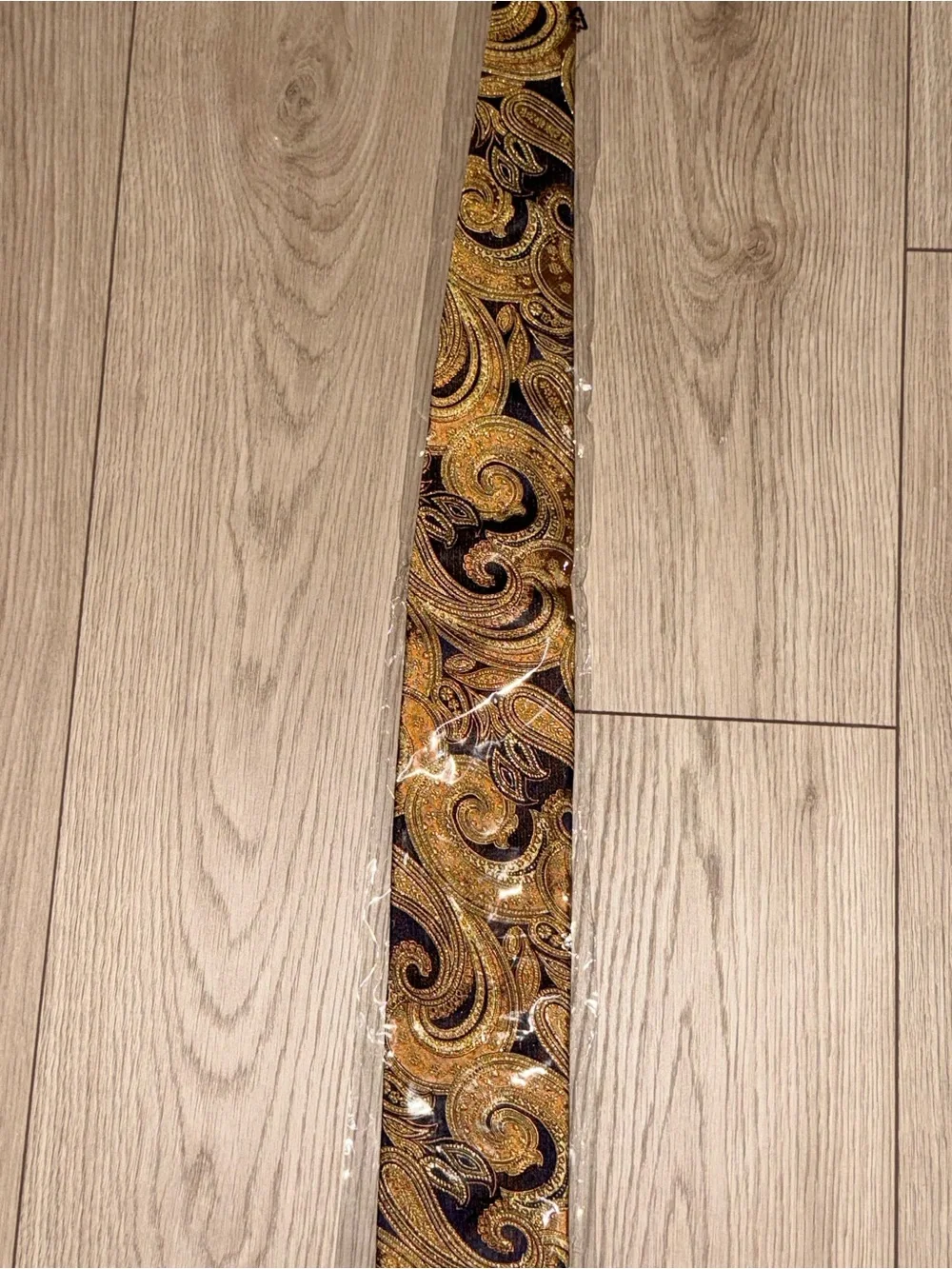 Paul Fredrick Navy Gold Paisley Lurex Woven Silk Tie